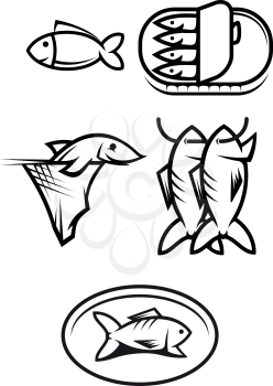 Royalty Free Clipart Image of a Set of Fish Elements