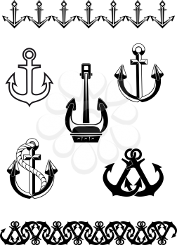Royalty Free Clipart Image of a Set of Anchors