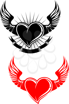 Royalty Free Clipart Image of Hearts and Wings