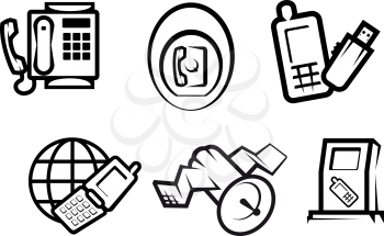 Royalty Free Clipart Image of Communication and Internet Symbols