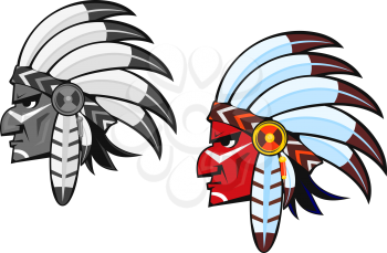 Royalty Free Clipart Image of a Native Men in Traditional Headdress