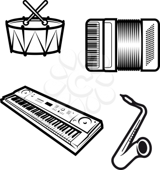 Royalty Free Clipart Image of a Set of Musical Instruments