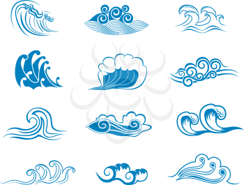 Royalty Free Clipart Image of a Set of Waves