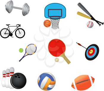 Royalty Free Clipart Image of a Set of Sports Symbols