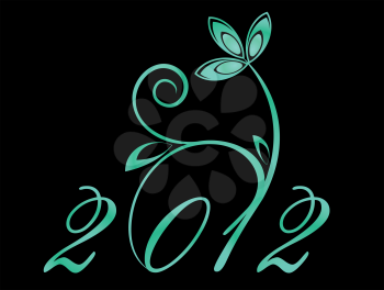 Royalty Free Clipart Image of a 2012 Floral Design
