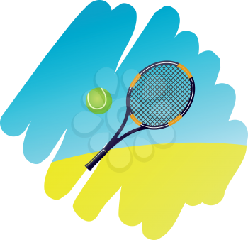 Royalty Free Clipart Image of a Tennis Racket and Ball