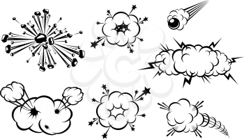 Royalty Free Clipart Image of a Set of Explosions