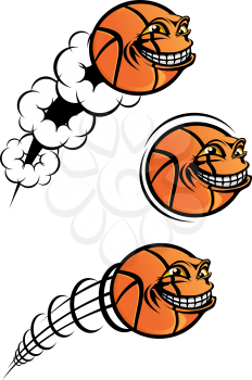 Royalty Free Clipart Image of Flying Basketballs