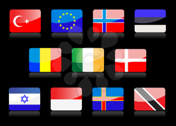 Royalty Free Clipart Image of Glossy National Flags