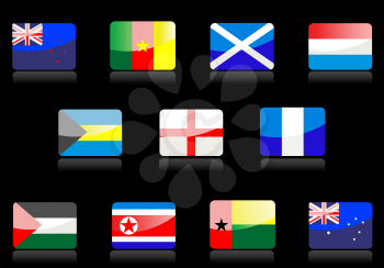 Royalty Free Clipart Image of Flags on Black
