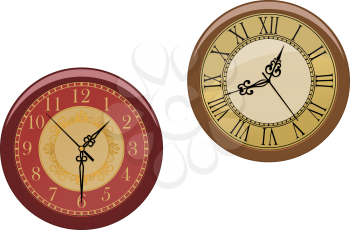 Royalty Free Clipart Image of Vintage Clocks