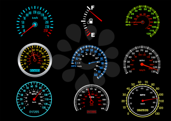 Royalty Free Clipart Image of a Set of Car Gauges