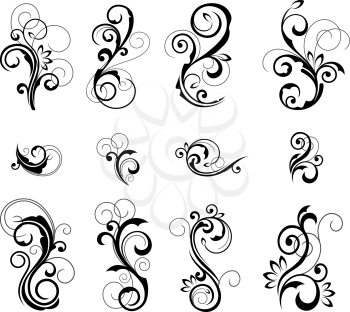 Royalty Free Clipart Image of a Set of Floral Victorian Elements