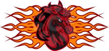 Royalty Free Clipart Image of a Horse and Flames