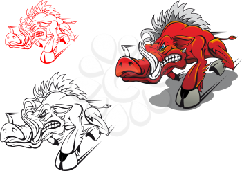 Royalty Free Clipart Image of a Running Boar