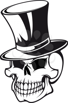Royalty Free Clipart Image of a Skull in a Top Hat