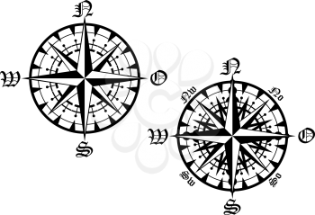 Royalty Free Clipart Image of Vintage Compasses