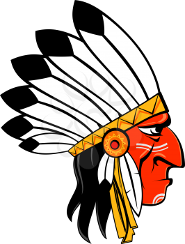 Royalty Free Clipart Image of a Native Man in Traditional Headdress