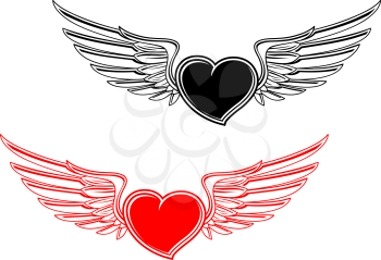 Royalty Free Clipart Image of Hearts With Wings