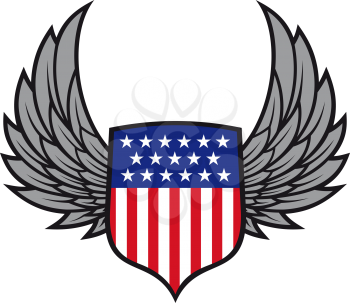 Royalty Free Clipart Image of a Heraldic Crest With the US Flag