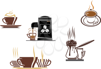 Royalty Free Clipart Image of Coffee and Tea Symbols