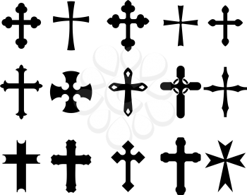 Royalty Free Clipart Image of a Set of Crosses