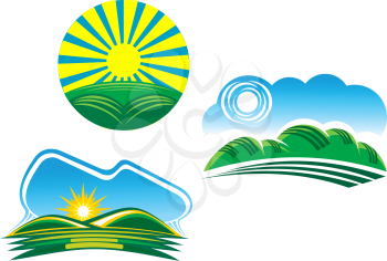 Royalty Free Clipart Image of a Set of Nature Symbols