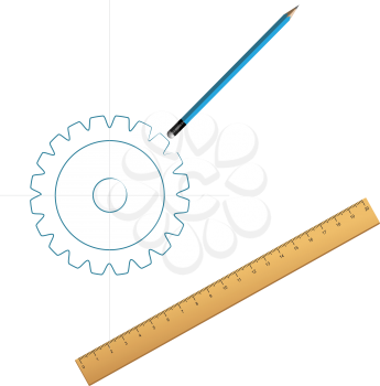 Royalty Free Clipart Image of Drafting Items