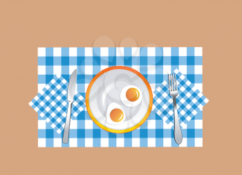 Royalty Free Clipart Image of Fried Eggs on a Plage