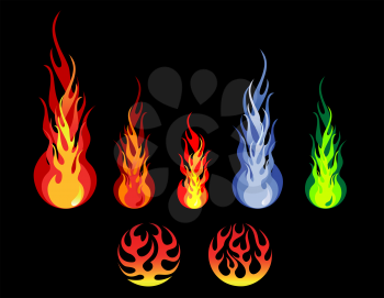 Royalty Free Clipart Image of a Fire and Flame