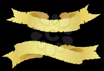 Royalty Free Clipart Image of a Set of Old Ribbons on Black