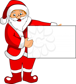 Royalty Free Clipart Image of a Santa Holding a Banner