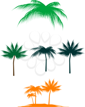 Royalty Free Clipart Image of a Set of Palm Trees