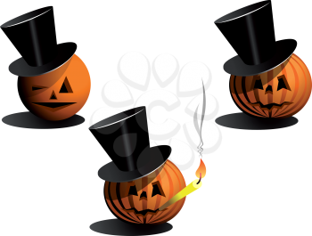 Royalty Free Clipart Image of a Set of Halloween Pumpkins