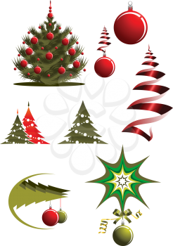 Royalty Free Clipart Image of a Set of Christmas Symbols