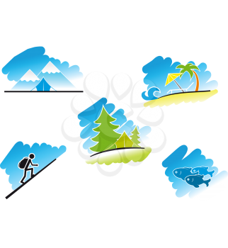 Royalty Free Clipart Image of Leisure and Travel Symbols