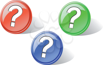 Royalty Free Clipart Image of a Set of Glossy Buttons With Question Marks