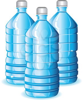 Royalty Free Clipart Image of Blue Bottles of Water