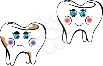 Royalty Free Clipart Image of Two Teeth