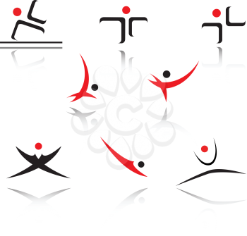 Royalty Free Clipart Image of a Set of Active People Symbols