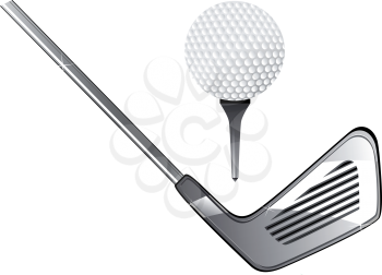Royalty Free Clipart Image of a Golf Club and Tee