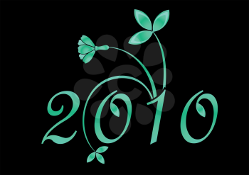 Royalty Free Clipart Image of a 2010 Floral Design
