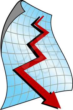 Royalty Free Clipart Image of a Graph With an Arrow Pointing Down