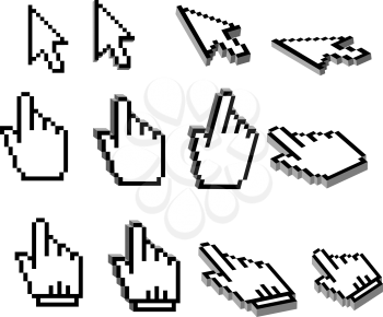 Royalty Free Clipart Image of a Set of Pixelated Graphics