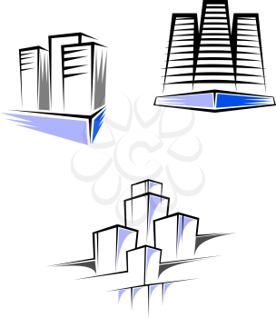 Royalty Free Clipart Image of a Set of Buildings