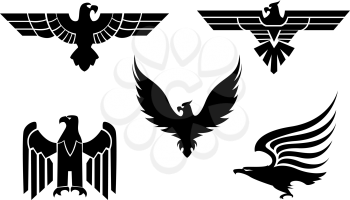 Royalty Free Clipart Image of a Set of Eagles