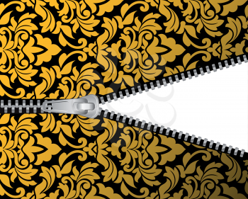 Seamless damask background with zipper for design
