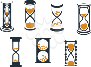 Hourglass symbols and icons for time concept and design
