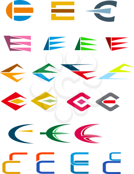 Set of alphabet symbols and elements of letter E