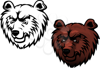 Wild kodiak bear as a mascot or tattoo isolated on white